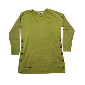 SOFT SURROUNDINGS Cashmere Button-Detail Sweater Green Size Small